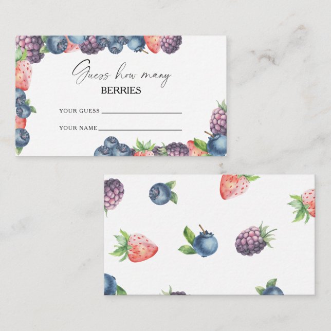 Süßbeere - schätzen Sie, wie viele Beeren das Brau Begleitkarte (Vorne/Hinten)