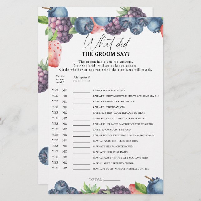 Süßbeere - Was hat der Bräutigam zu Brautwild gesa (Vorne/Hinten)