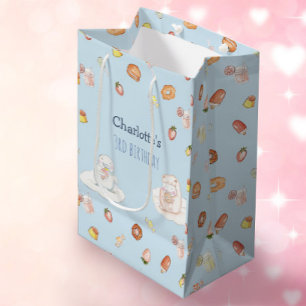 Süßblaue Aquarelldesserts Kindergeburtstag Mittlere Geschenktüte