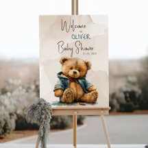 Süßbraune Aquarellteddytasche Baby Dusche