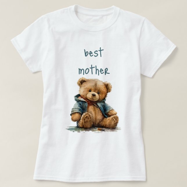 Süßbraune Aquarellteddytasche Baby Dusche T-Shirt (Design vorne)