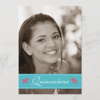Süßbutterfliegen Quinceanera Invitation (aqua) Einladung