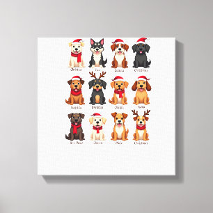 Süße 12 Hunde Xmas Lustige Hunde Liebhaber Weihnac Leinwanddruck