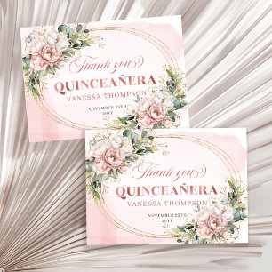 Süße 15 Boho Dankeskarten Dusty Pink Floral Dankeskarte