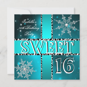 Süße 16 16. Geburtstag Türkis Winter Wonderland Einladung
