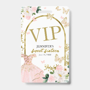 Süße 16 Blush Floral Geburtstag 16. Geburtstag VIP Ausweis