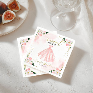 Süße 16 Blush Floral Rosa Kleid Serviette