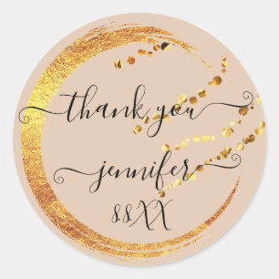 Süße 16. Dankeschön-Date Bräutigam Beige Gold Honi Runder Aufkleber