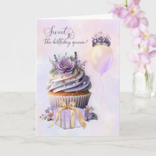 Süße 16 die Geburtstagskönigin Lila Cupcake Karte