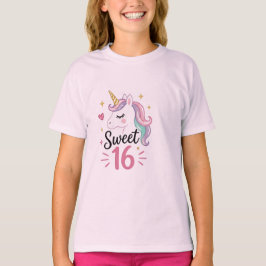 Süße 16-Einhorn-Grafik-Teen-T-Shirt T-Shirt
