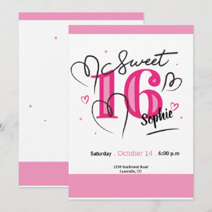 Süße 16 Einladung Fuchsia Pink 16. Geburtstag