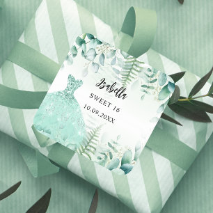 Süße 16 Eukalyptus-Grünwälder Quadratischer Aufkleber