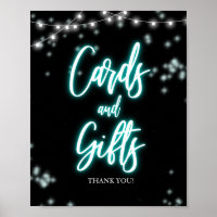 Süße 16 Geburtstags Teal Neon Karten und Geschenke