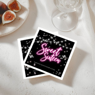 Süße 16. Geburtstagsfeier Hot Pink Neon-Thema-Part Serviette