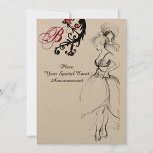 SÜSSE 16 GEBURTSTAGSFEIER MONOGRAMM Rot Schwarze S Einladung