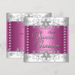 Süße 16. Geburtstagsfeier Pink Pearl Weiße Diamant Einladung