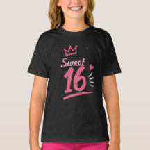 Süße 16 Geburtstagsgirl T-Shirt – Rosa Krone & Zah