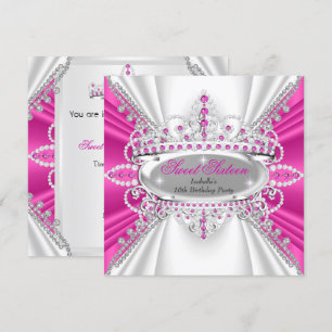 Süße 16. Geburtstagsprinzessin Hot Pink Diamanten  Einladung