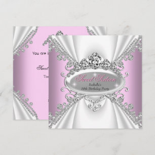 Süße 16 Geburtstagsprinzessin Pink Diamanten Tiara Einladung