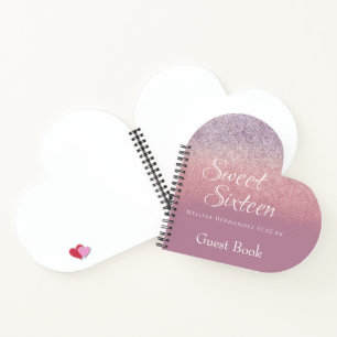 Süße 16 Glitter Ombre Gast Herz Notizbuch
