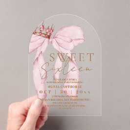 Süße 16 Gold- und Rosé-Blush-Bogen-Geburtstag Acryleinladungen