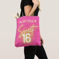 Süße 16 Hot Pink Neon Glow Gold Glitter Geburtstag