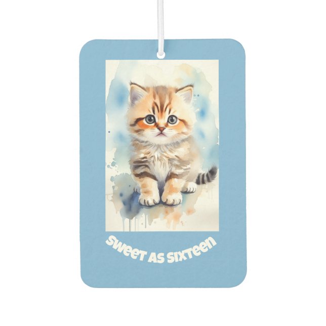 Süße 16 Katze Bild Text Blau Autolufterfrischer (Vorderseite)