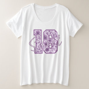 Süße 16 Lila Lavendel Blumen-Geschenk zum 16. Gebu Große Größe T-Shirt
