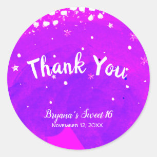 Süße 16 Lila Rosa Trendy Moderne Partygeschenke Runder Aufkleber