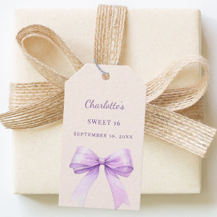 Süße 16 lila Schleife elfenbein DIY handschriftlic Geschenkanhänger
