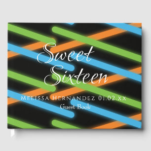 Süße 16 Neon-Glow-in-the-Dark-Laser-Geometrie Gästebuch