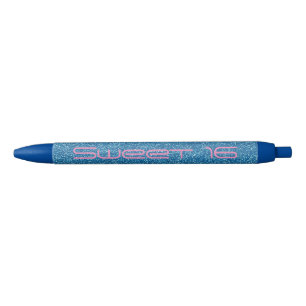 Süße 16, Nummer Sechzehn, Blau Rosa Glitzerstift Kugelschreiber