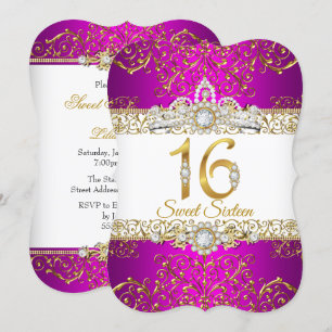 Süße 16 Pink Gold Diamant Glamour Geburtstag Einladung