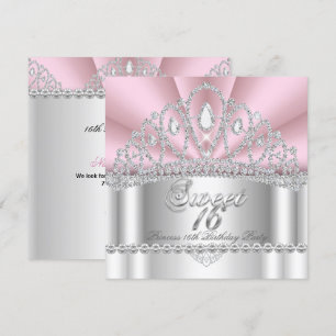 Süße 16 Prinzessin Pink Weiße Diamant Tiara Einladung