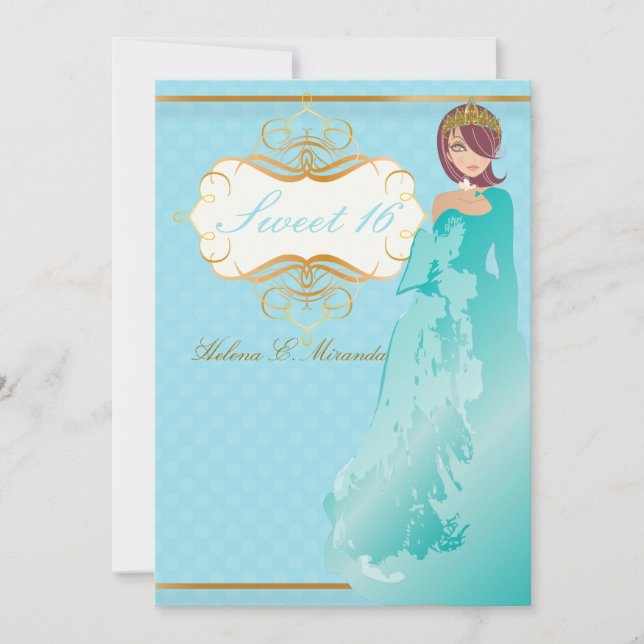 Süße 16/ Prinzessin/Polka-Punkte Einladung (Vorderseite)