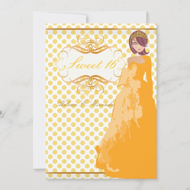 Süße 16/ Prinzessin/Polka-Punkte Einladung (Vorderseite)