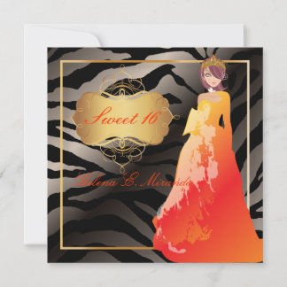 Süße 16/ Quinceañera/Quince años/Zebrastreifen Einladung