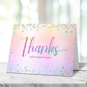 Süße 16 Regenbogen Glitter Ombre Folie Geburtstag Dankeskarte