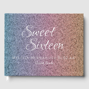 Süße 16 Regenbogen Glitter Schrift Prinzessin Gästebuch