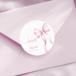 Süße 16 rosa Bogenaufkleber Runder Aufkleber