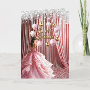 Süße 16 Rosa Gold Glitterballons Einladung
