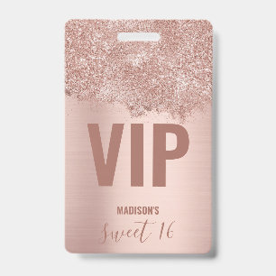Süße 16 Rosa Rosen Gold Glitter Funkeln Ausweis
