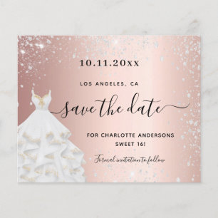 Süße 16 rosé-silberne Kleid Budget Save-the-Date Flyer