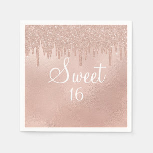 Süße 16 Roségold-Tropf Mädchen Glamour Serviette