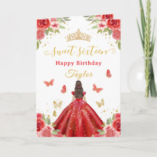 Süße 16 Rote Prinzessin Braunes Mädchen Karte