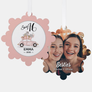 Süße 16 Schrift Foto Beste Freundin Schneeflocken- Ornament Karte