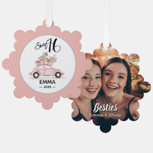 Süße 16 Schrift Foto Beste Freundin Schneeflocken- Ornament Karte