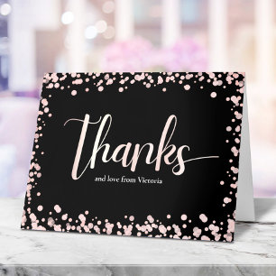 Süße 16 Schwarz Rosa Gold Glitter Geburtstag Dankeskarte