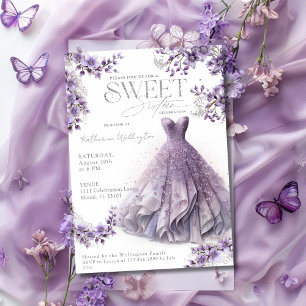 Süße 16 Sechzehn Lila Flieder Kleid Floral Einladung
