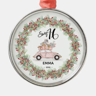 Süße 16-Signatur-Schrift-Auto-Grün-Ornament Ornament Aus Metall